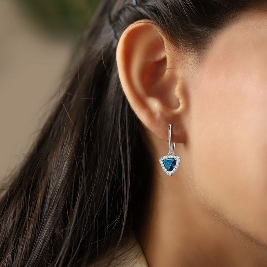 TRIGON BLUE TOPAZ EARRINGS