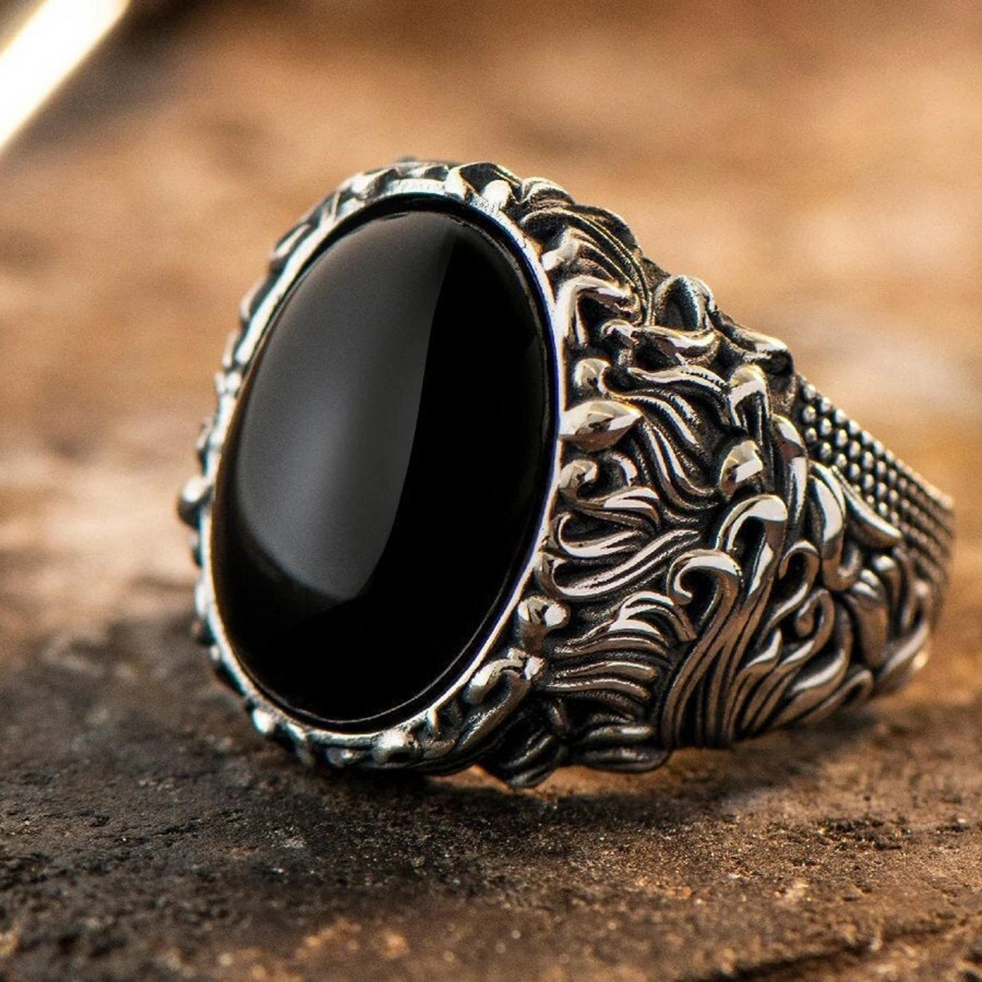 Silver Turkish Black Gemstone Ring, Size: 8 (15.3 Mm) at Rs 175 in Mumbai