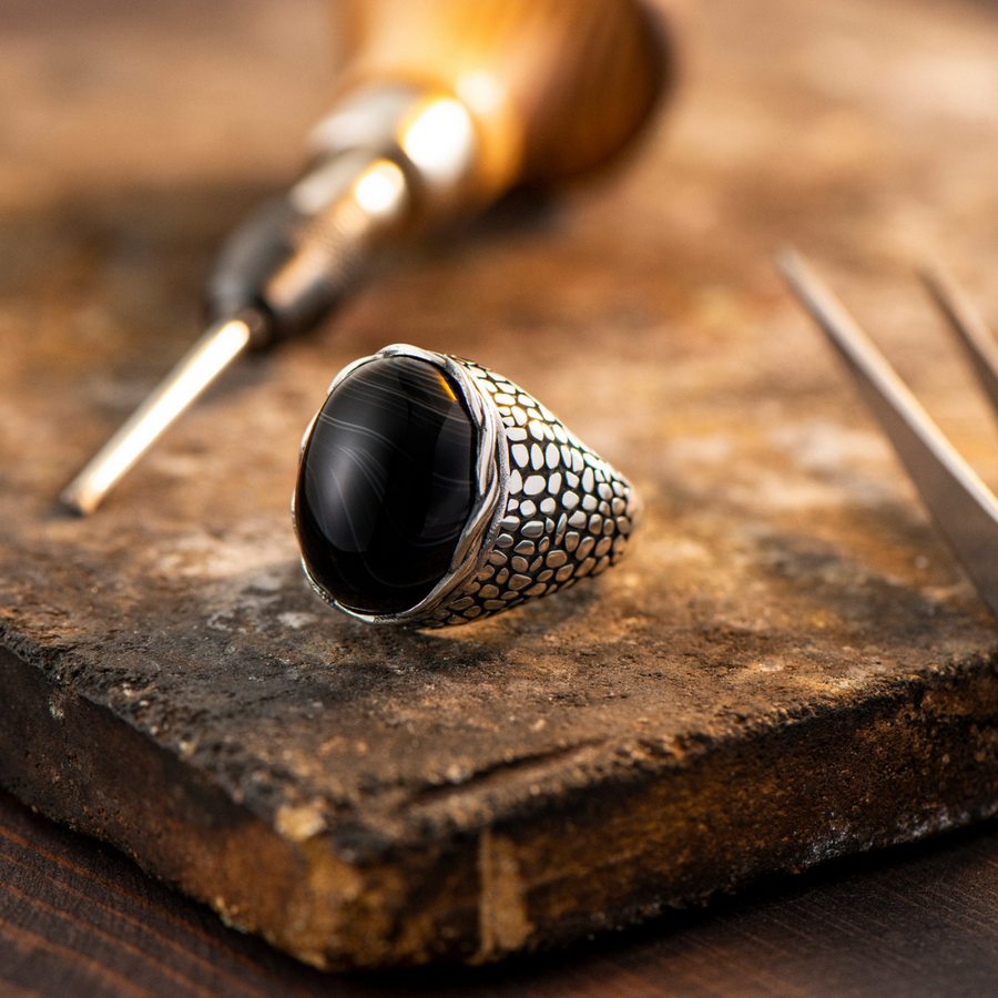 BLACK OBSIDIAN OTTOMAN RING