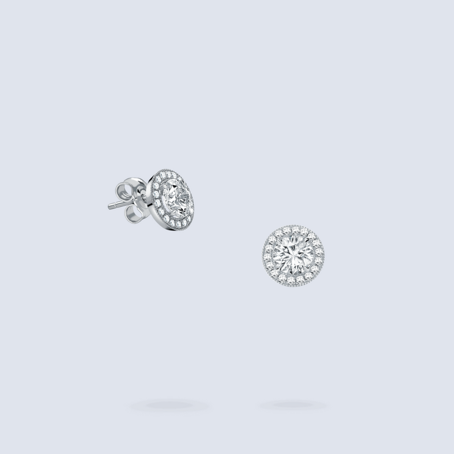 HALO ZIRCON ROUND STUD EARRINGS