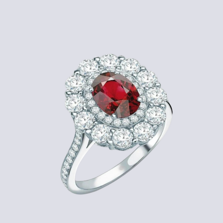 Double Cluster Ruby Ring