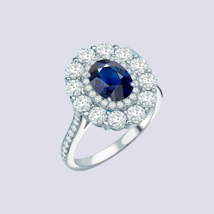 Double Cluster Sapphire Ring