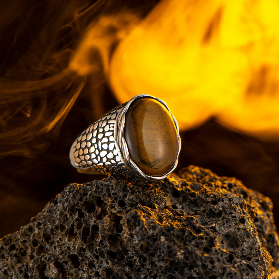 NATURAL TIGER EYE OTTOMAN RING