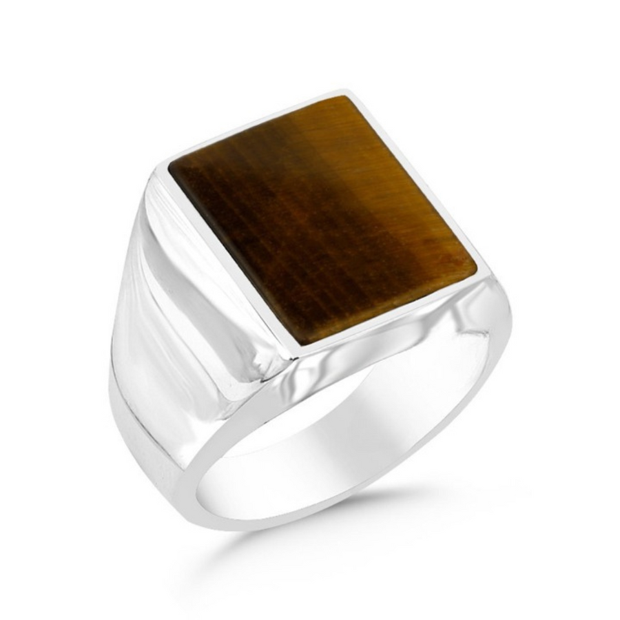 CLASSIC SQUARE NATURAL TIGER EYE RING